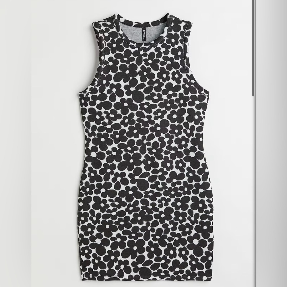 H&M Black and White Floral Mini Dress